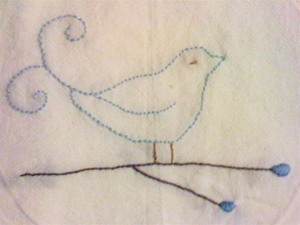 Here's another bird, made by back stitching.